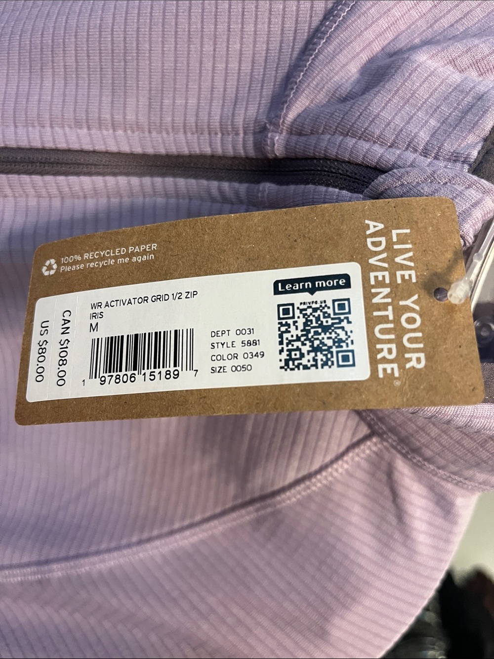 Eddie Bauer activator grid quarter zip Iris purple NEW NWT - Picture 5 of 5